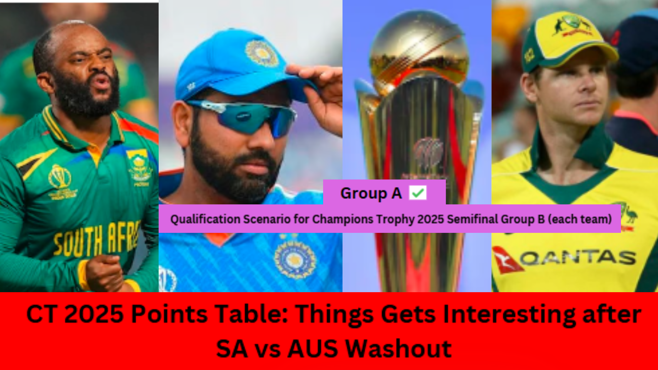 CT 2025 Points Table: Group B gets interesting after SA vs AUS washout